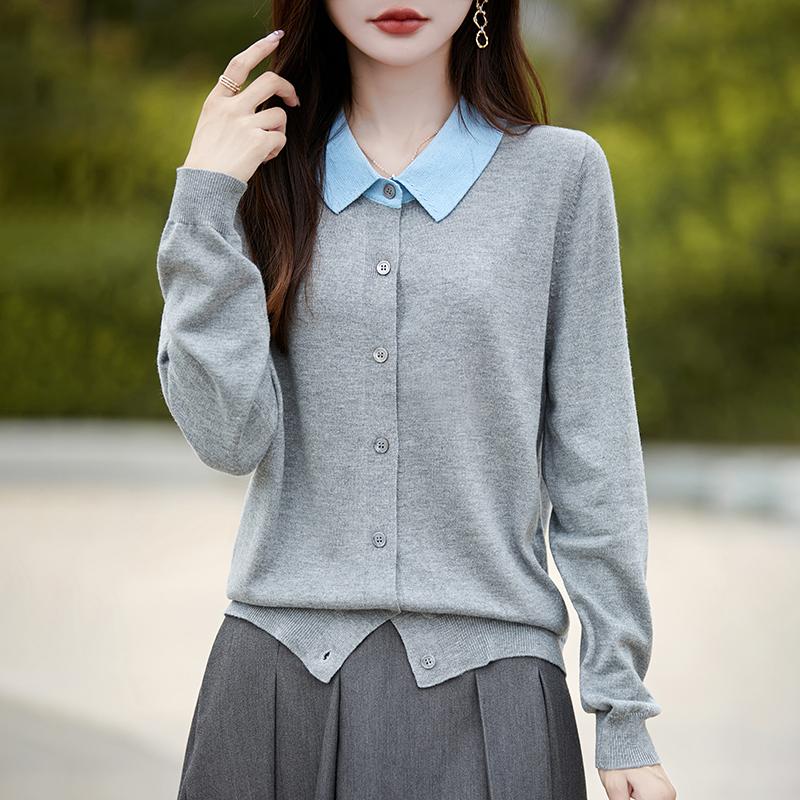 Dámský kašmírový kardigan Qinghe kašmír 50% vlna 50% hedvábí Dámský podzimní a zimní kašmírový kardigan měkký a hřejivý