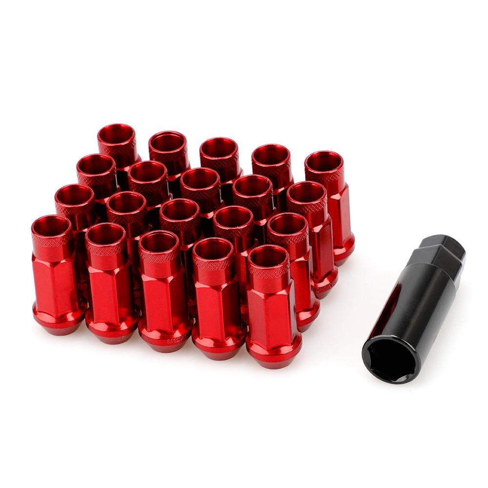 20 stuks Wielmoeren M12x1.5 Staal Kleurrijk Raceauto moeren velgen m12x1.5 Open Wielmoeren 50MM Voor Chevrolet Subaru Hyundai