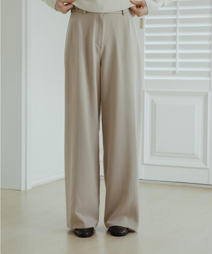 KNIZURE Side Point Wide Trousers_Beige