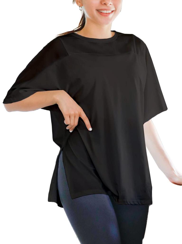 VeroMan Short Sleeve Mesh for Yoga and Fitness Size Women's T-Shirt (Black, S)