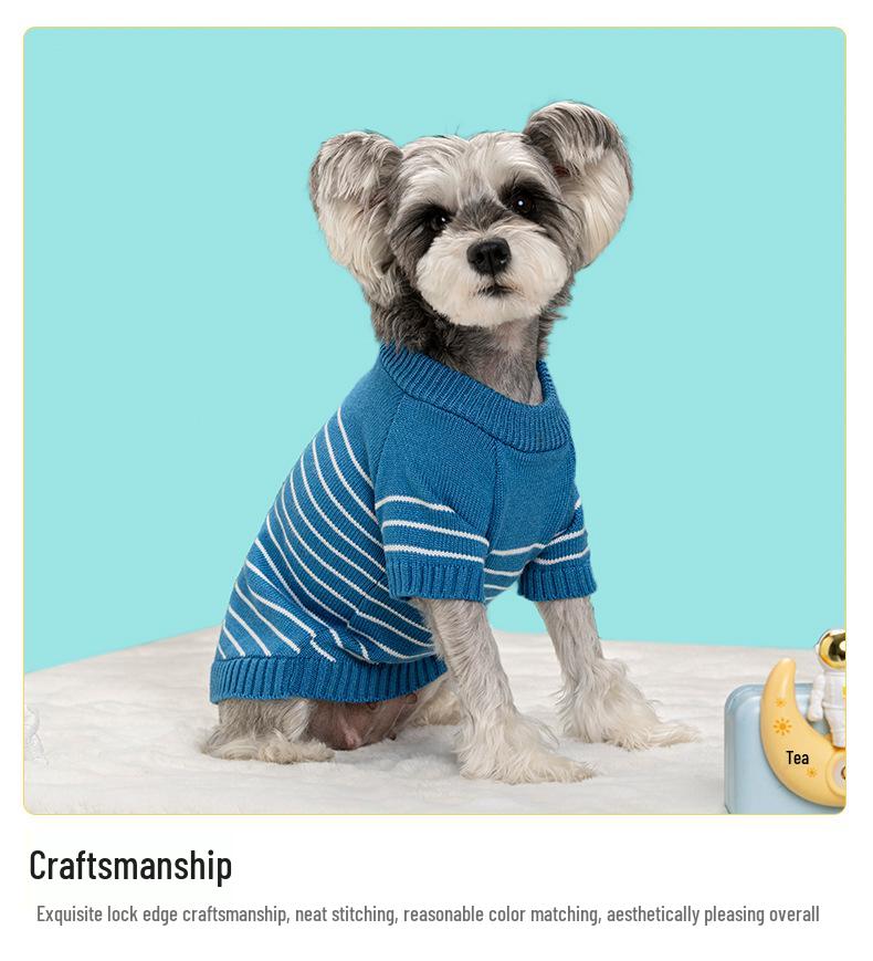 Autumn Striped Button Knitwear for Pets: Cozy Two-Legged Sweater for Dogs & Cats