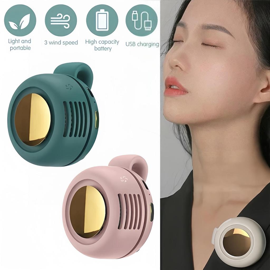 Portable Silent Fan Mini USB Rechargeable Bladeless Electric Clip-on Fan Adjustable 3-Speed Waist Fan Rotating Body Fan