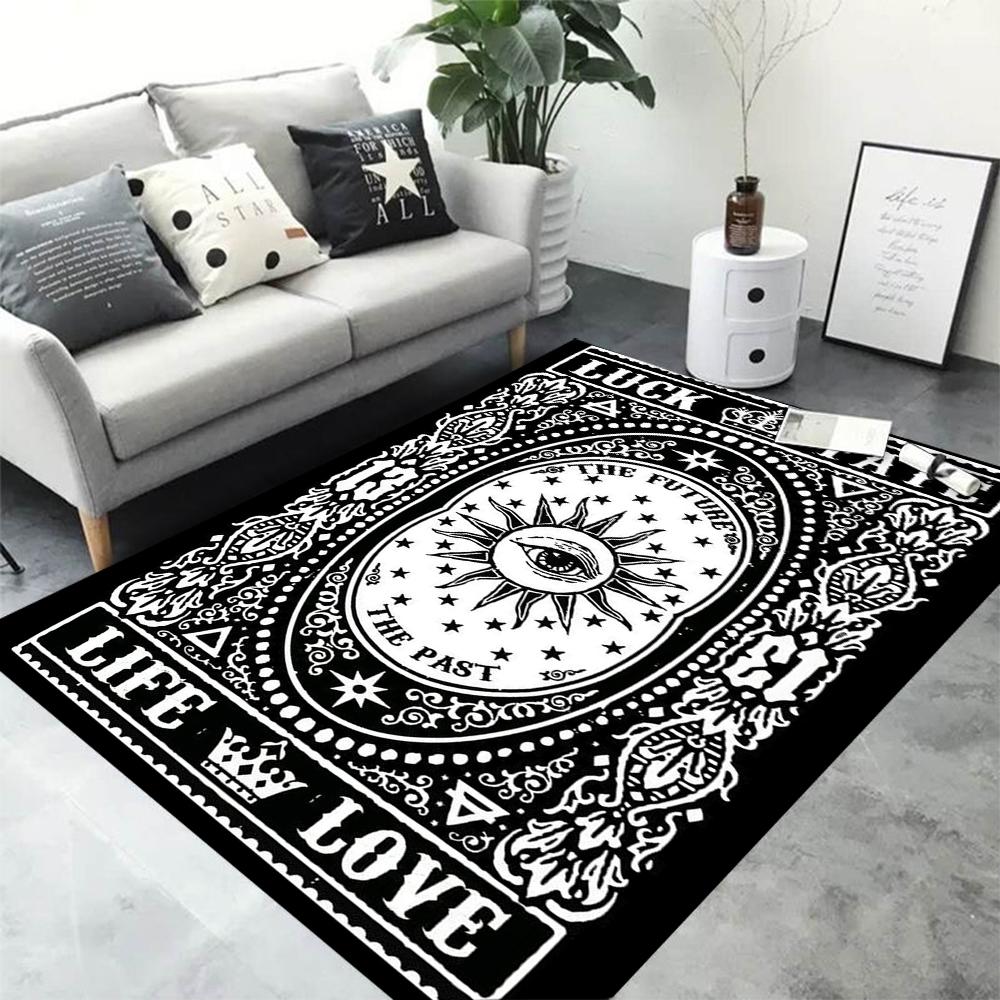 Bohemian Evil Eye Nazar Amulet Area Rug Blue Boho Pattern for Living Room Bedroom Decor Non Slip Floor Mat Home Decoration