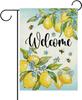 Welcome Spring Summer Lemon Decorative Garden Ag, Watercolor Citrus Fruit Oral Bee Small Yard Outside Decorations, Owe