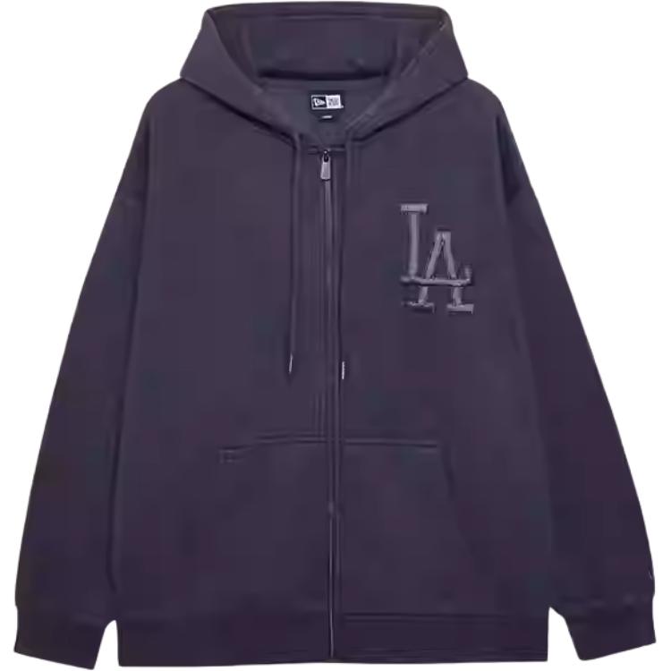 New Era FW24 MLB Los Angeles Dodgers Loose Logo Letter Hooded Zip Long Sleeve Fleece American Sweatshirt Unisex Sweatshirt Dark-Gray 14177705