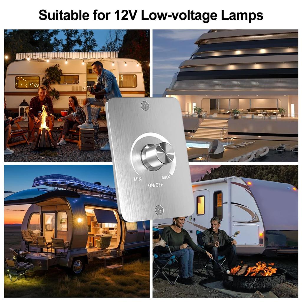 12V LED Dimmer with 3 Wire Switch LED Light Dimmer Controller Easy To Use for Adjustable Lighting In Boats & Trailers