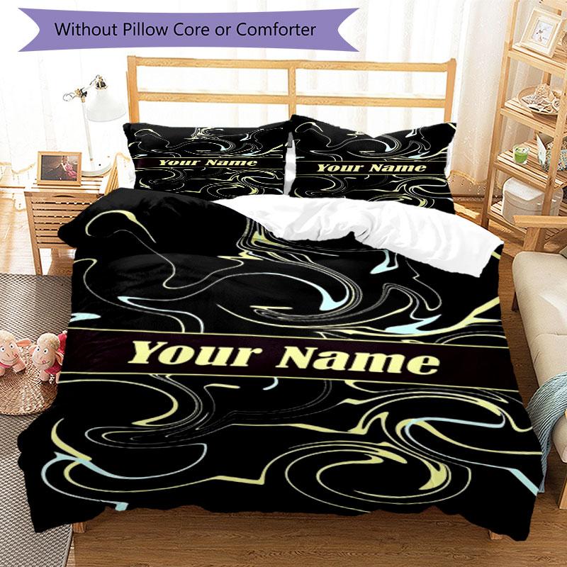 3PC Custom Name Abstract Art Bedding Set Duvet Cover Closure Includes 1 Duvet Cover & 2 Pillowcases for Bedroom