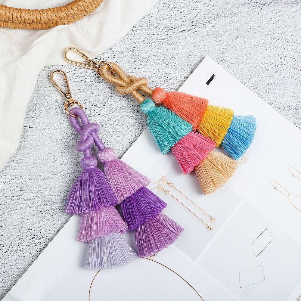 

Bohemia Three-layer Tassel Pendant Trendy Gradient Colors Key Ring For Women style 1