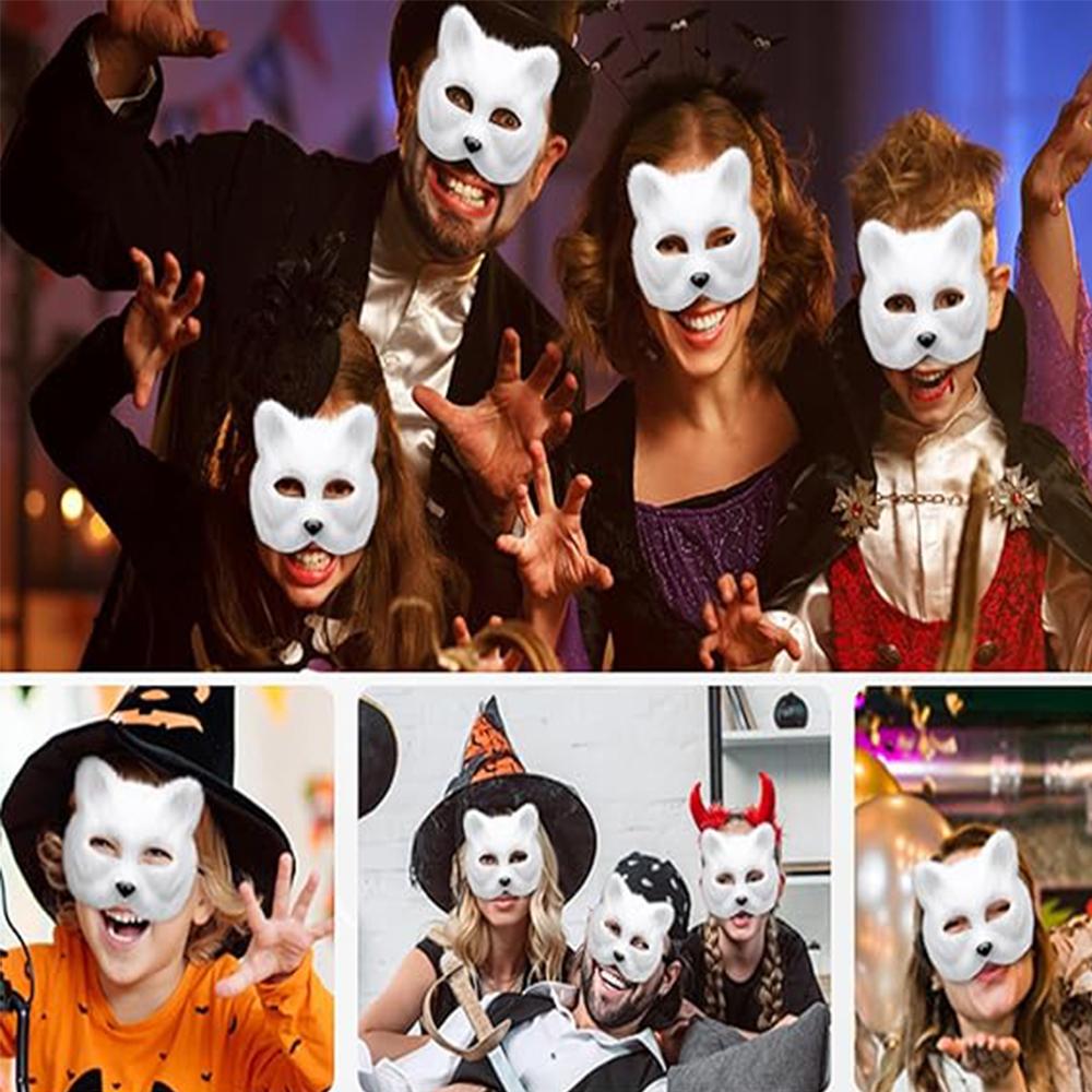 1pc Stuff Plush Therian Mask Fox Mask For Halloween Holiday Party Costume, White