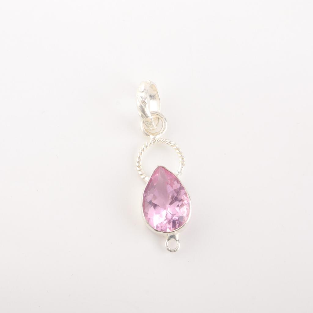 Morganite Gemstone 925 Sterling Silver Jewelry Handcrafted Boho Pendant 1.40" PP-12-12