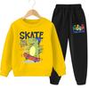 TZWYSpring Autumn Children's Kpop Sweatshirts Sets Boys Girls Cartoon Print Pullover and Long Pants 2pcs Sets Kids Casual Tracksuit