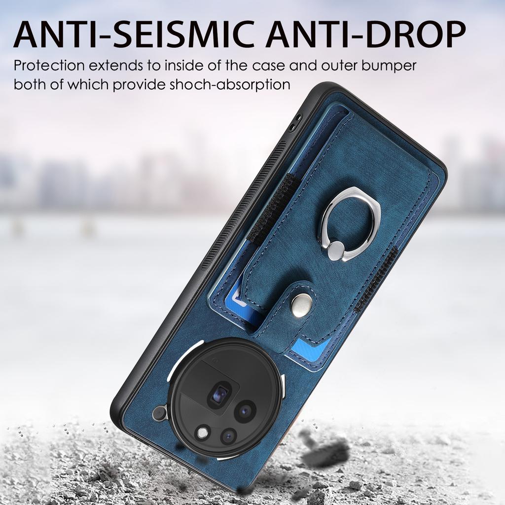 For Nothing Phone (3a) Pro Phone Case Leather Back Cover with Card Slots Kickstand