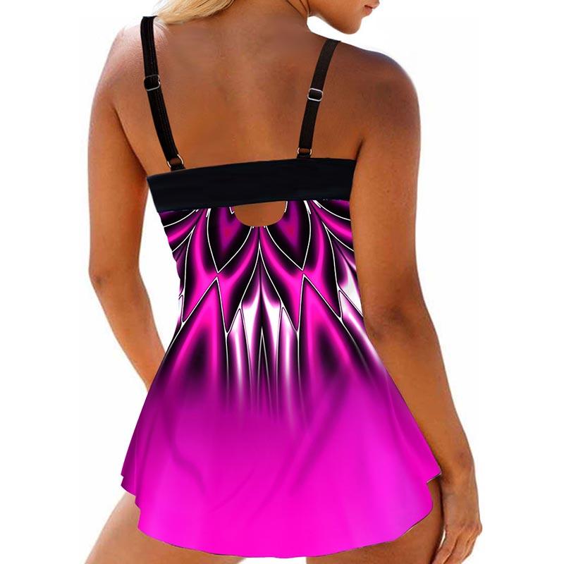Womens Printed Swimwear Swimsuit Bathing Suit Two Pieces Beachwear Bikini Plus Size S-4XL