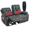 2-Seater Electric Recliner Sofa Made of Leathaire with Massage and Heating Function, 2 Remote Controls, USB/USB-C Ports