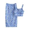 Za Summer New Women Clothes Western Style French Style Short Sling Print Top Holiday Style High Waist Skirt