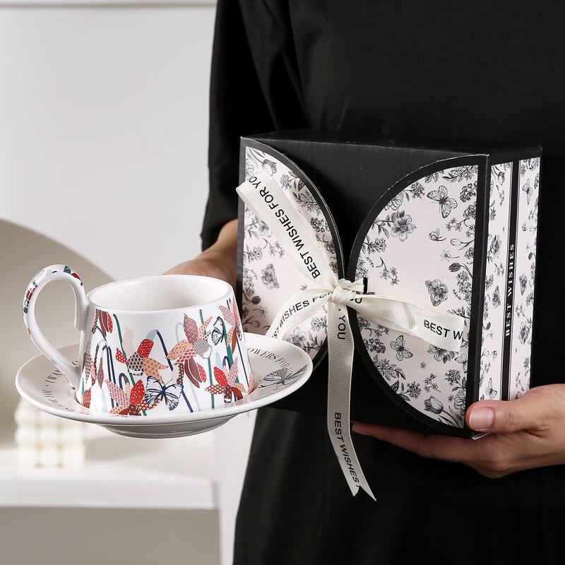 Retro Ceramiczny Zestaw Filiżanki do Kawy i Spodka