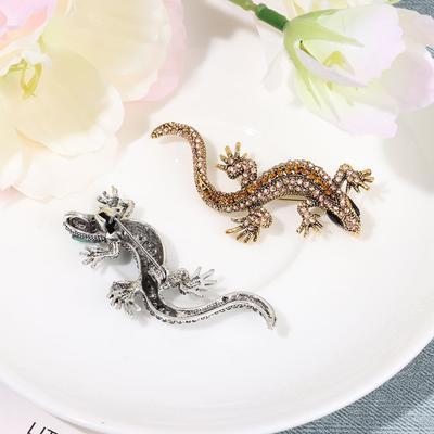 Gift Bag Clothes Label Suit Accessories Lizard Gecko Brooch Animal Brooch Rhinestone Retro