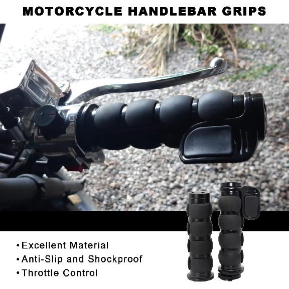 Motorcycle Grips 1" Non-Slip Rubber Handlebar Throttle Grips Motorcycle Handlebar Grips for Harley Davidson Street Glide Sportster 883 Road King Dyna