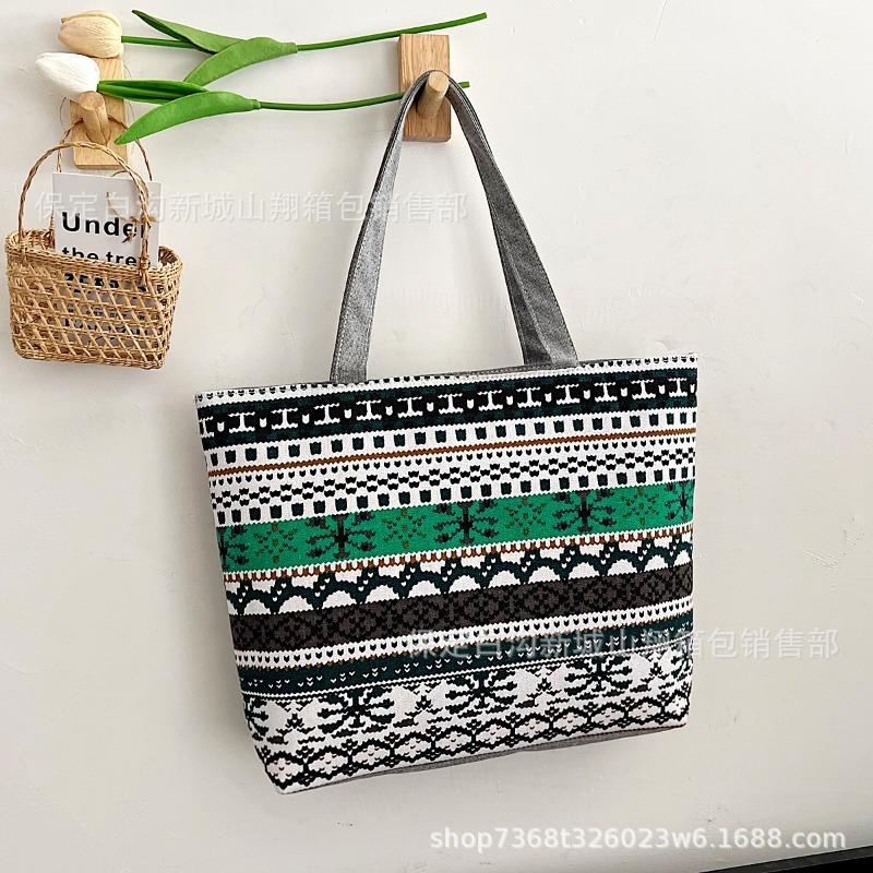 New printed bag large capacity tote bag literary flower cloth student bag shoulder portable canvas women's bag