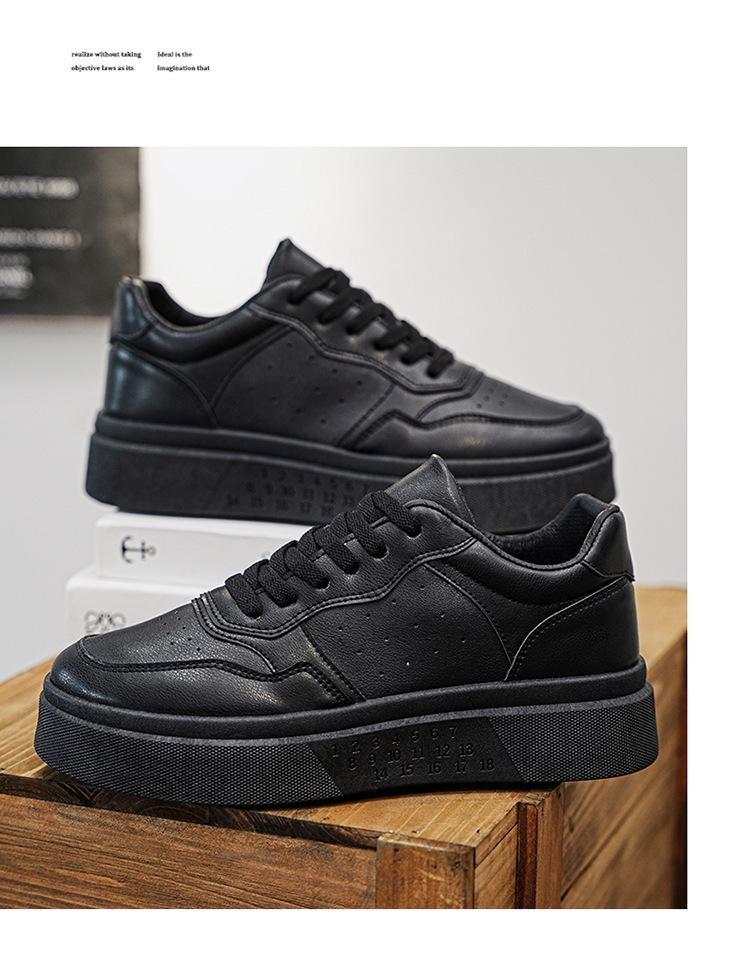 Men's Autumn White Thick-Soled Breathable Sneakers: Versatile, Trendy, Casual Skate Shoes