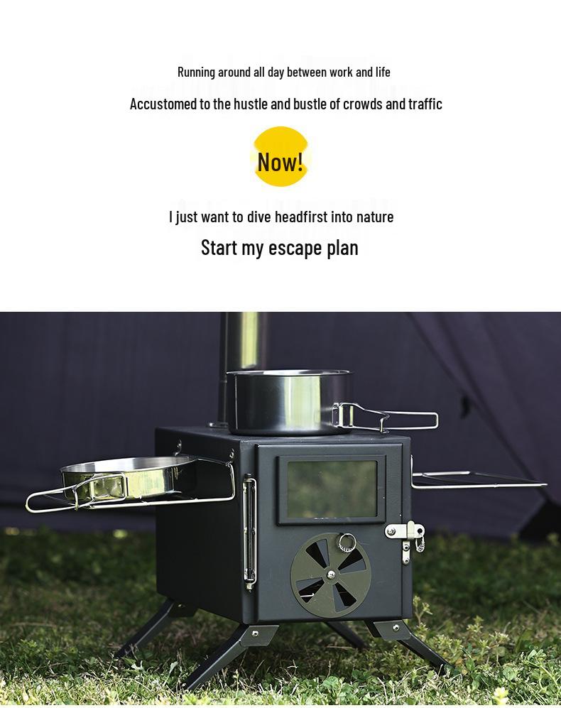 Portable Carbon Steel Folding Tent Stove for Outdoor Camping