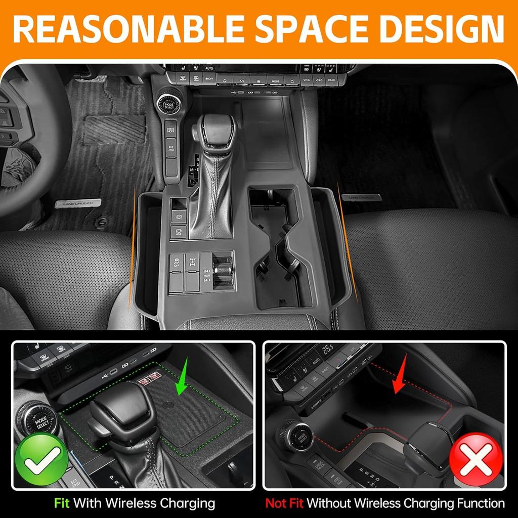 Black Center Console Cover Compatible With 2024 2025 Toyota Land Cruiser First Edition 250/Prado/LC250 Seat Gap Storage Box Center Console Organizer