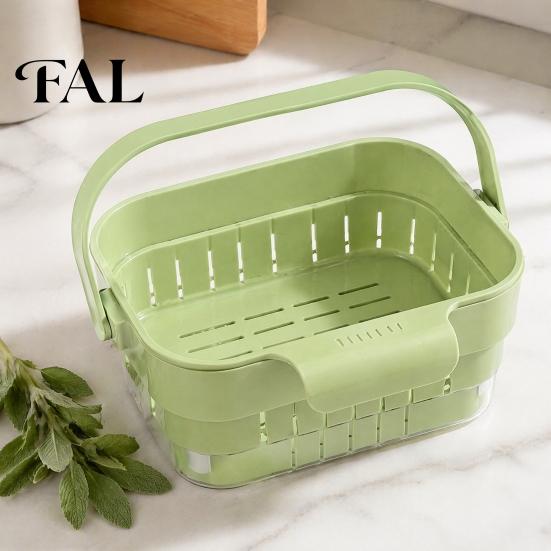 Ventilated Food Storage Rack Kitchen Sink Hanging Drain Basket, with Quick Drying Holes, Foldable Portable Drainer for Noodles Space Saving
