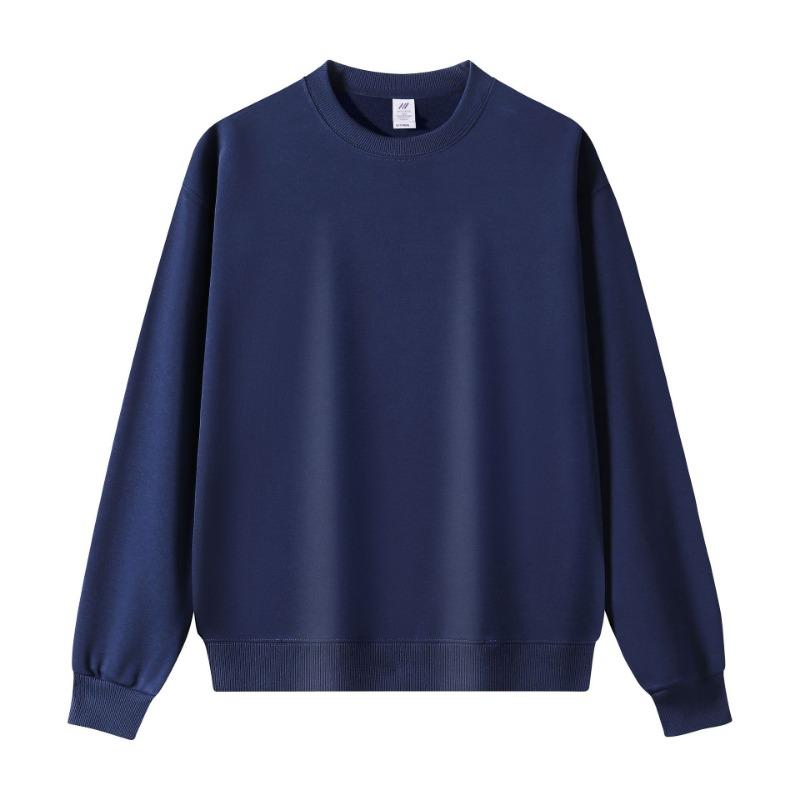 Autumn and winter new cotton crew neck sweater solid color loose casual men's and women's tops