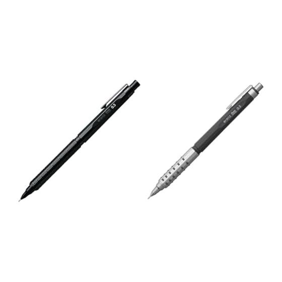 Pentel OrenzNero 0.5mm Mechanical Pencil PP3005-A + Pentel OrenzAT 0.5mm Gray Mechanical Pencil XPP2005-N, Unbreakable Lead Mechanical Pencil with