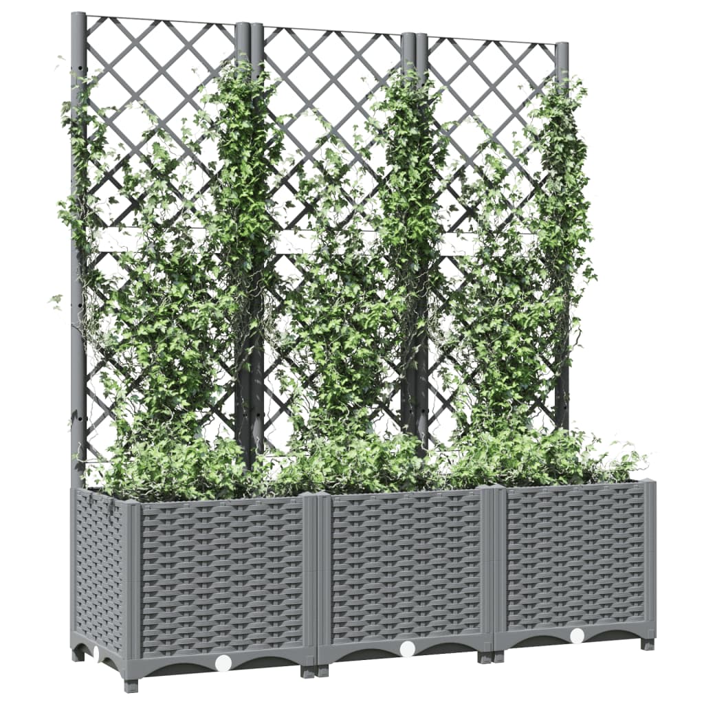 Vidaxl Garden Planter With Trellis, Light Grey, 120X40X136 Cm, Pp