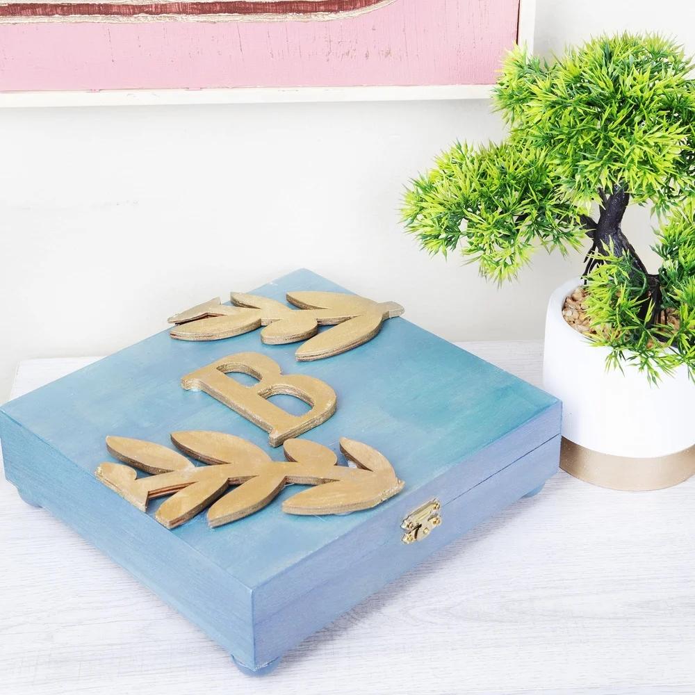 Unfinished Wood Cigar Box Crafting DIY Projects Hinged Keepsake Storage Box Jewelry Organizer Art Supplies Minimalist Design