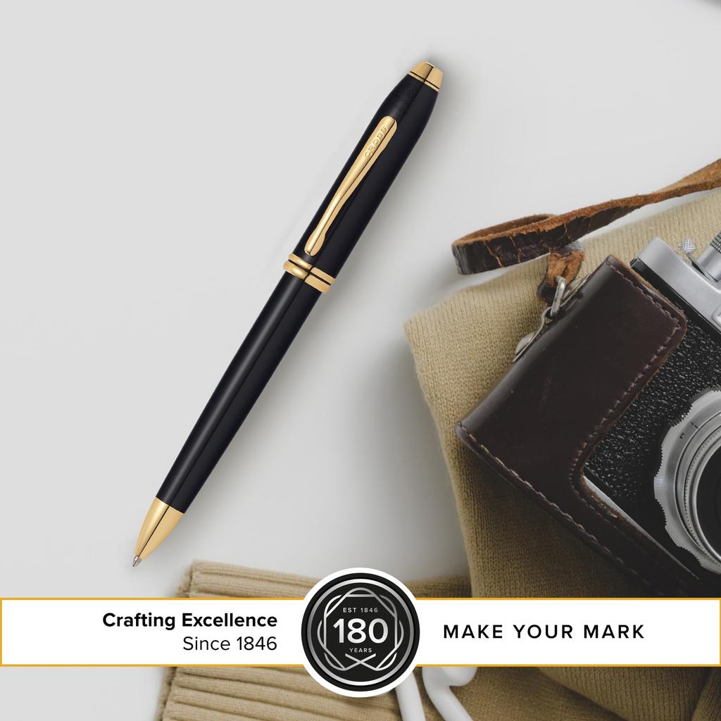 Cross Townsend 572TW Ballpoint Black Lacquer Pen, Oil-Based,