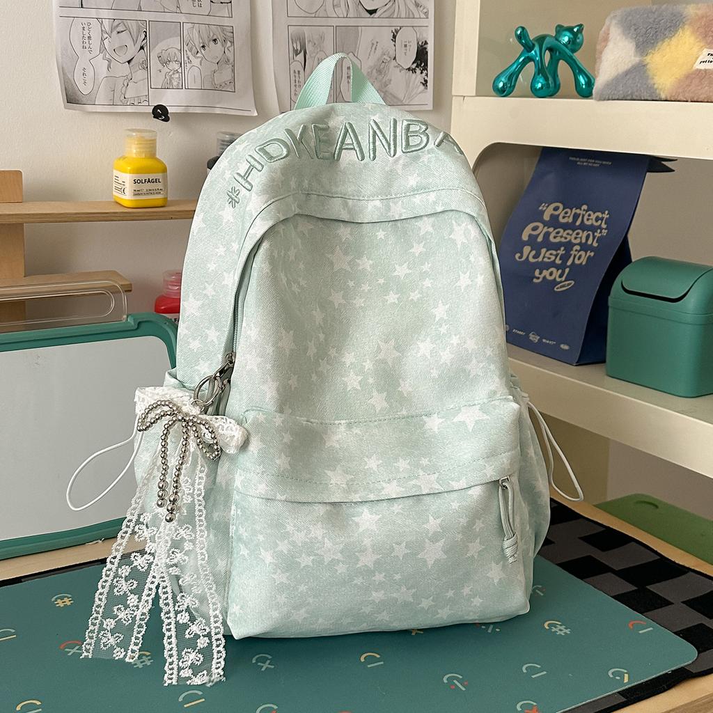 Schoolbag manufacturer large capacity solid color backpack popular junior high school students embroidery schoolbag travel new backpack women