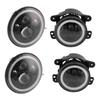 Halo LED Headlights Fog Lights 4 In 1 Combo Kit White Yellow Dual Color Fit for Jeep Wrangler JK 2007‑2018