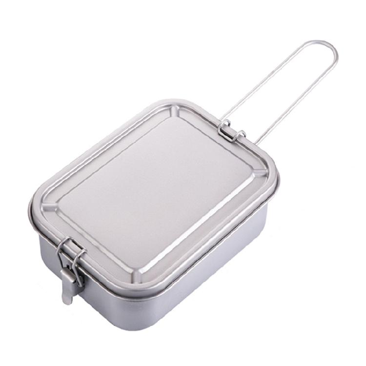 Metal Alloy Camping Bentos Container Portable Bentos Box Rectangle Lunch Box Outdoor Camping Picnic Cookware