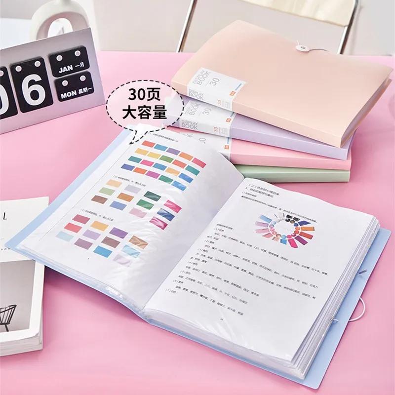 30Pages File Bag A4 Transparent Binder File Folder Storage Student Test Paper Classification Organization Office Supplies