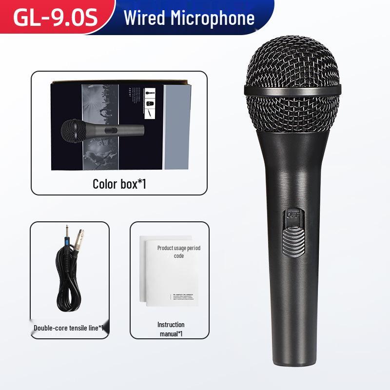 Full Metal Handheld Wired Microphone for Live Stage, Outdoor Singing, and Home Audio.