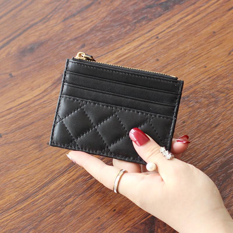 Weipelo Diamond Quilted Leather Mini Zipper Wallet