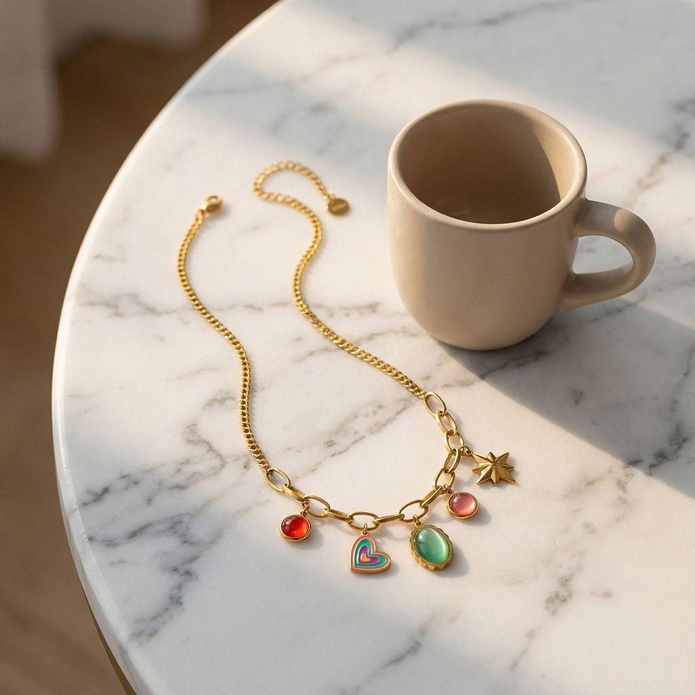 Golden Pendant Necklace Stainless Steel Choker Necklaces Classy Neck Chain  Fashion Accessory
