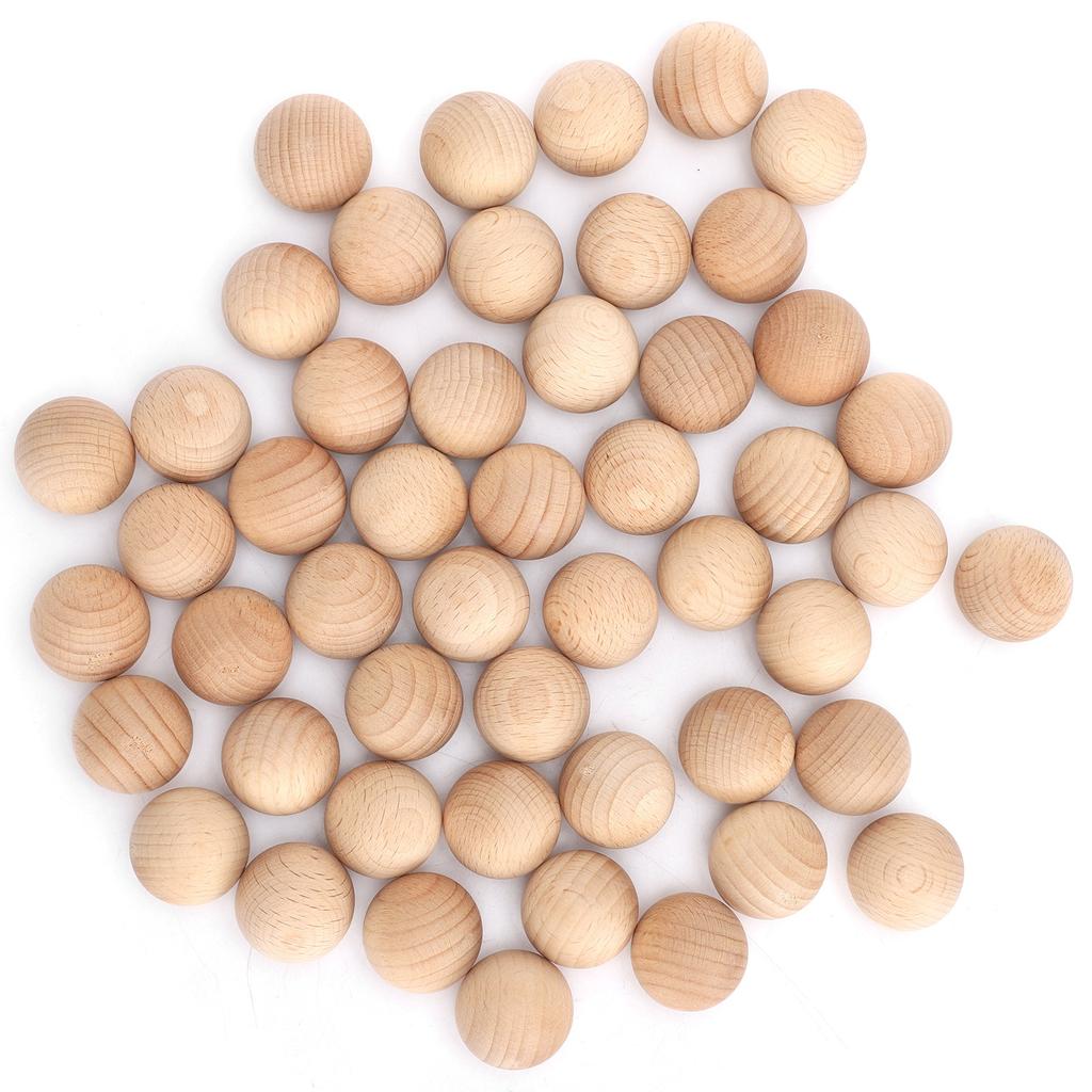 50Pcs Wooden Round Balls Unfinished Beech DIY Creativity Hand Made Craft Supplies
