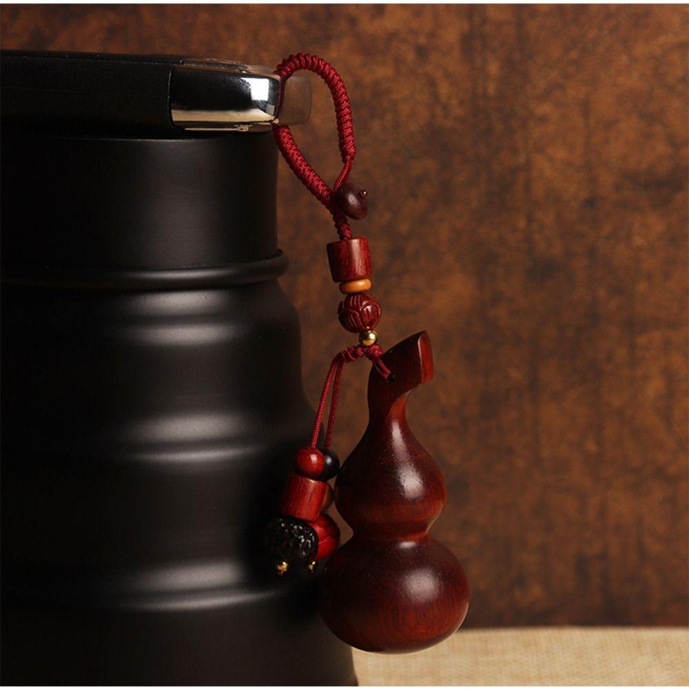 Retro Mobile Phone Pendant Polished Rosewood Car Keychain Key Chain Decoration