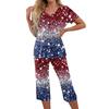 2 Piece Sets For Women Short Sleeve Top And Pants With Pockets Workout Soft  Print Sets