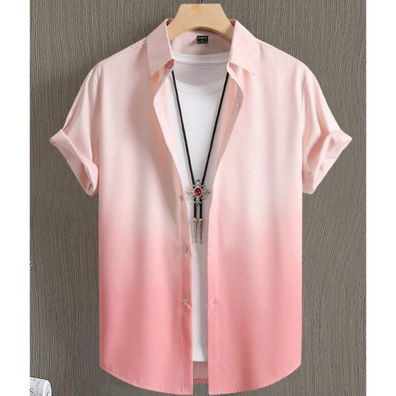 Herrenhemd Sommerkleidung Farbverlaufsdesign Grafik 3D-Druck Hemden Kurzarm Tops Streetwear Locker Lässig Hawaiihemden