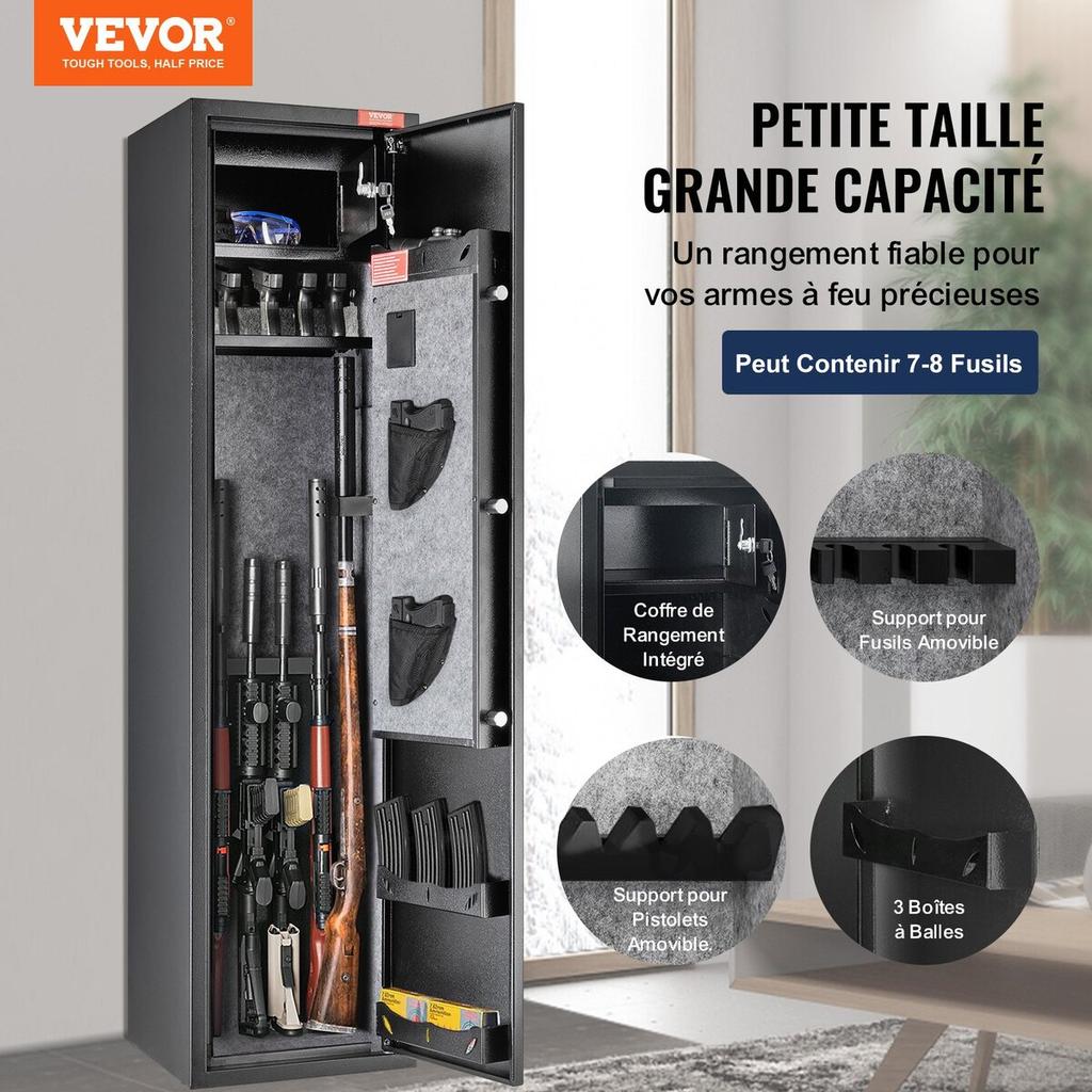 Gun Safe Rifle Safe with Digital Keypad & Lock 5 Rifles Storage Cabinet