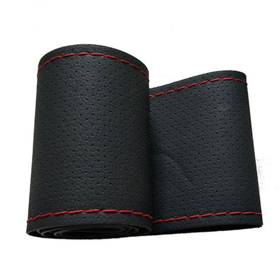 Braid On Car Steering Wheel Cover with Needle Thread Artificial Leather Sleeve