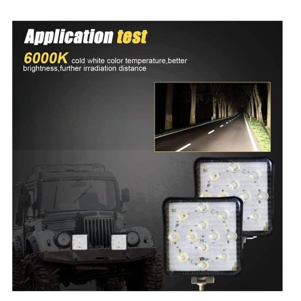 LED Pods 4.1 Inch 24V Square LED Off-Road Tractor Lights Flood Beam | Fog Driving Light Pods for SUV Truck JCB Tractor (Pack of 4)