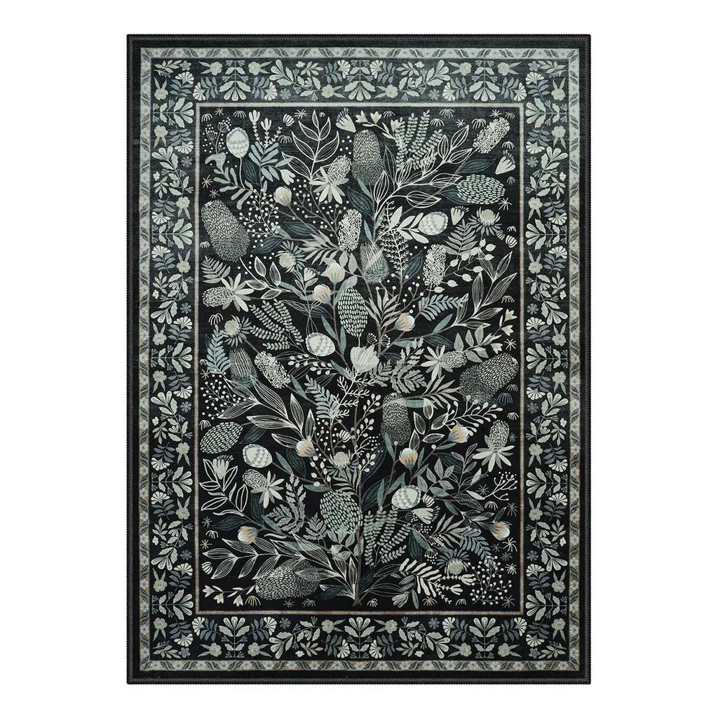 Green Large Area Rugs Botanical Floral Washable Rugs for Living Room Soft Rug for Bedroom Non-Slip Modern Rug Dining Room Mat