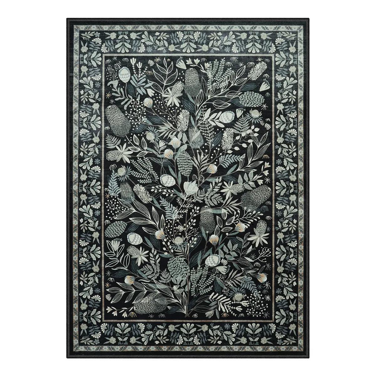 

Green Large Area Rugs Botanical Floral Washable Rugs for Living Room Soft Rug for Bedroom Non-Slip Modern Rug Dining Room Mat 120*160cm