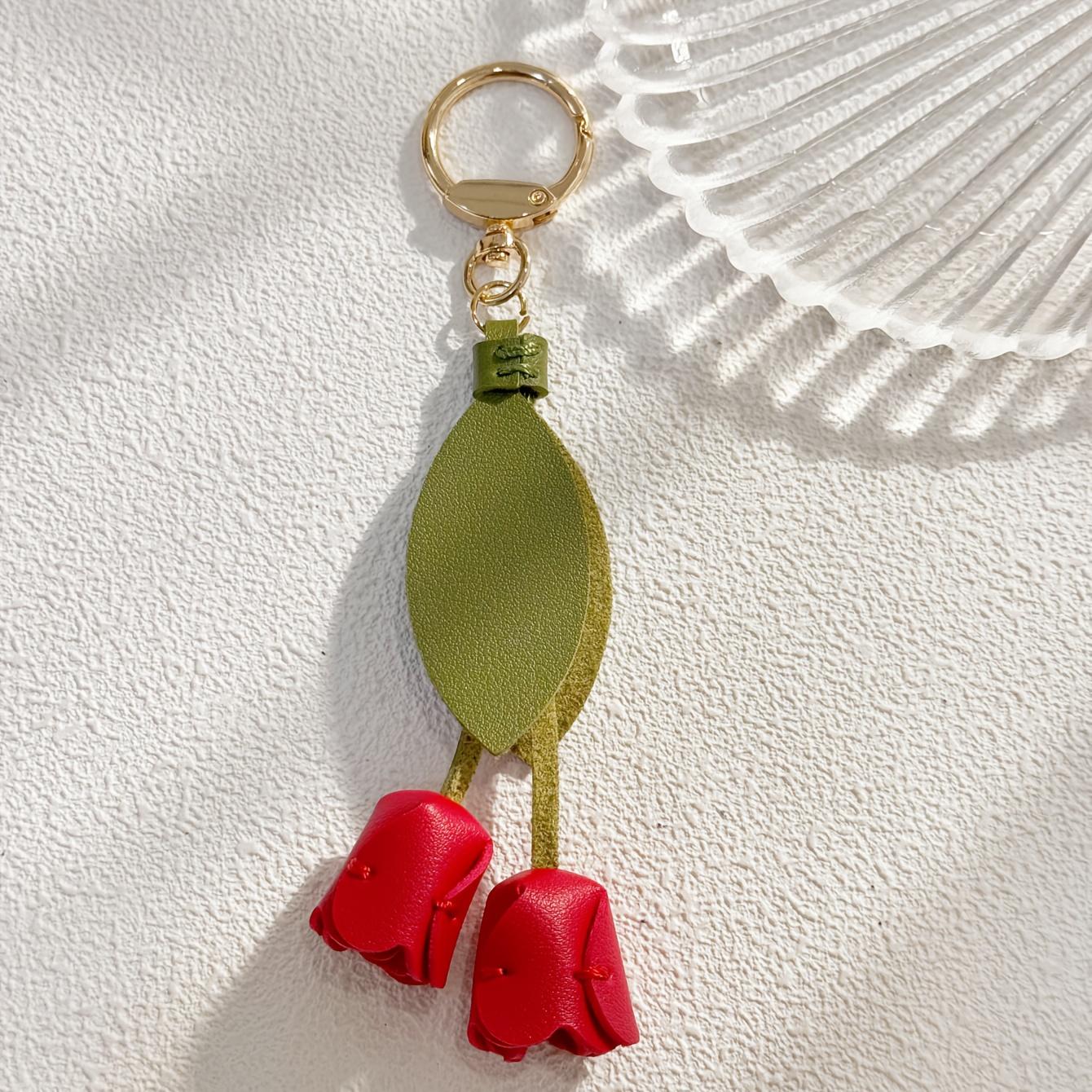 

1pc Women s Key Ring, Keychain Sweet Creative Cute Colorful Flower Tulip Pendant, for Daily Wear Bags and Clothing Pendant Decor червоний