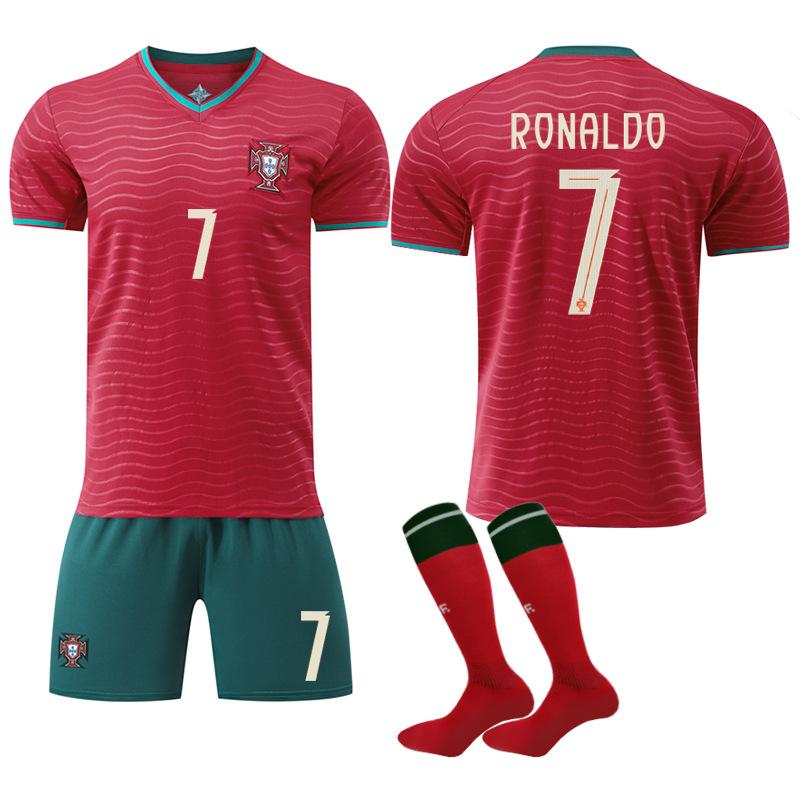 2026 Portugal Home Jersey 7 CR7 Soccer Kit Special Edition Red Ronaldo Football Shirt Set, Breathable Quick-Dry Sports Wear